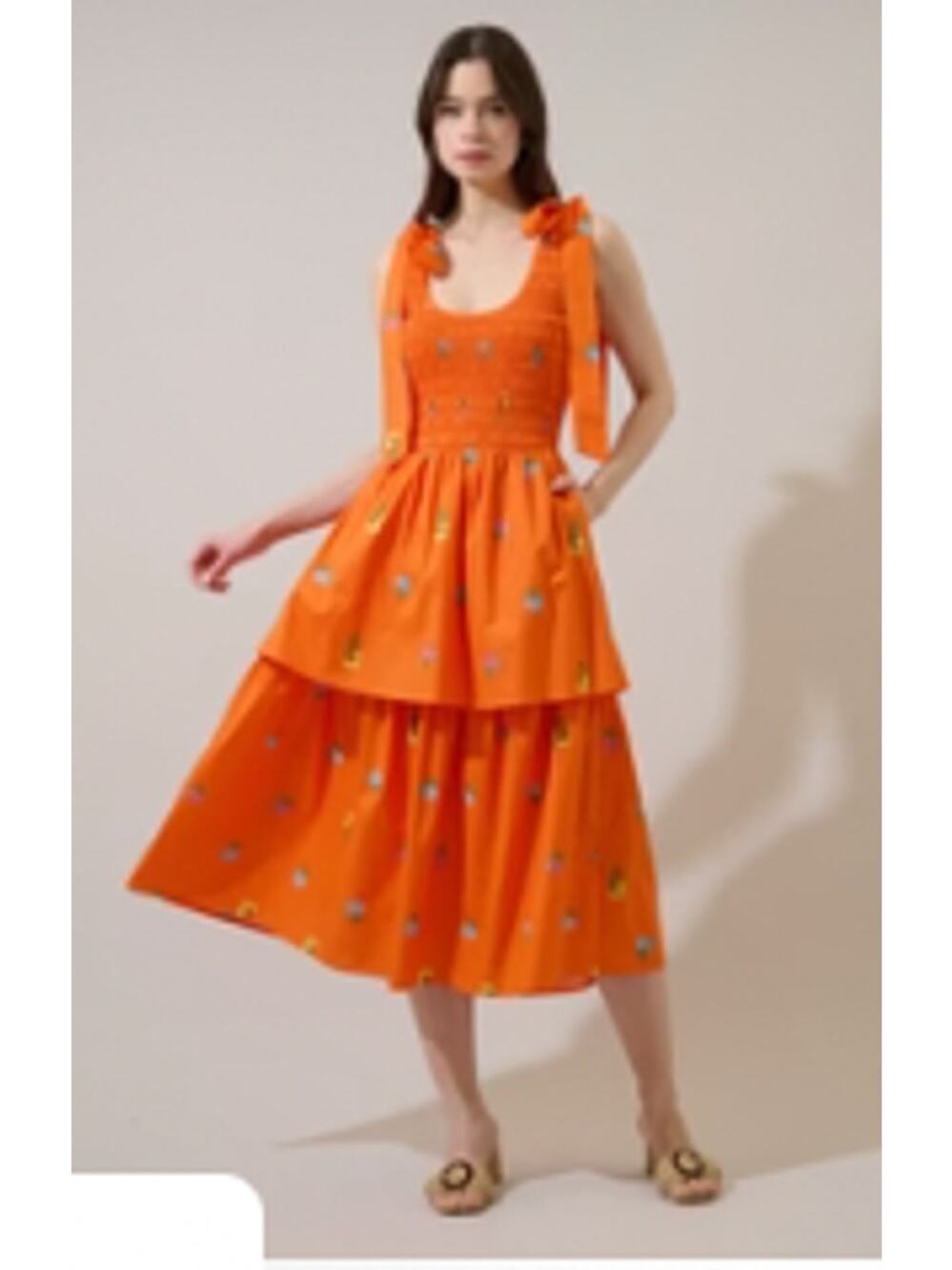 NWT Sugarlips Kasia Smocked Midi Dress Denvie Floral